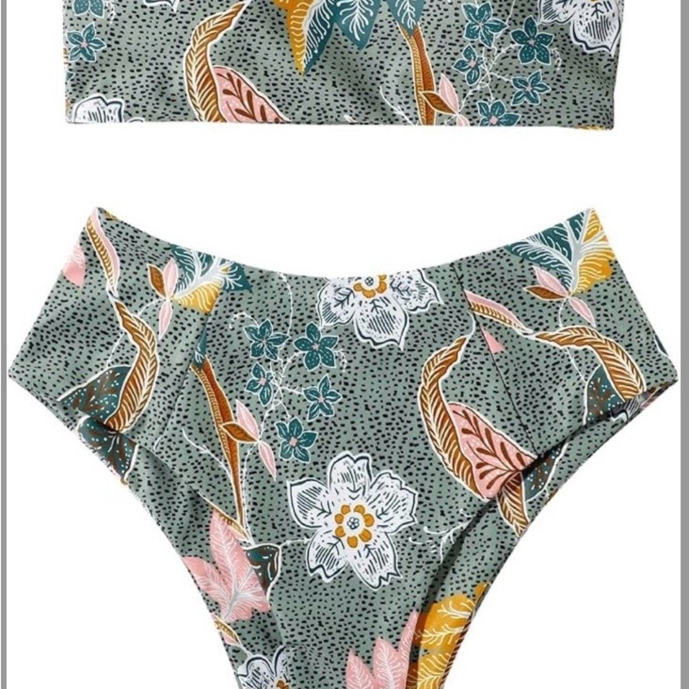 Floral High-Waisted Cheeky Bikini Set